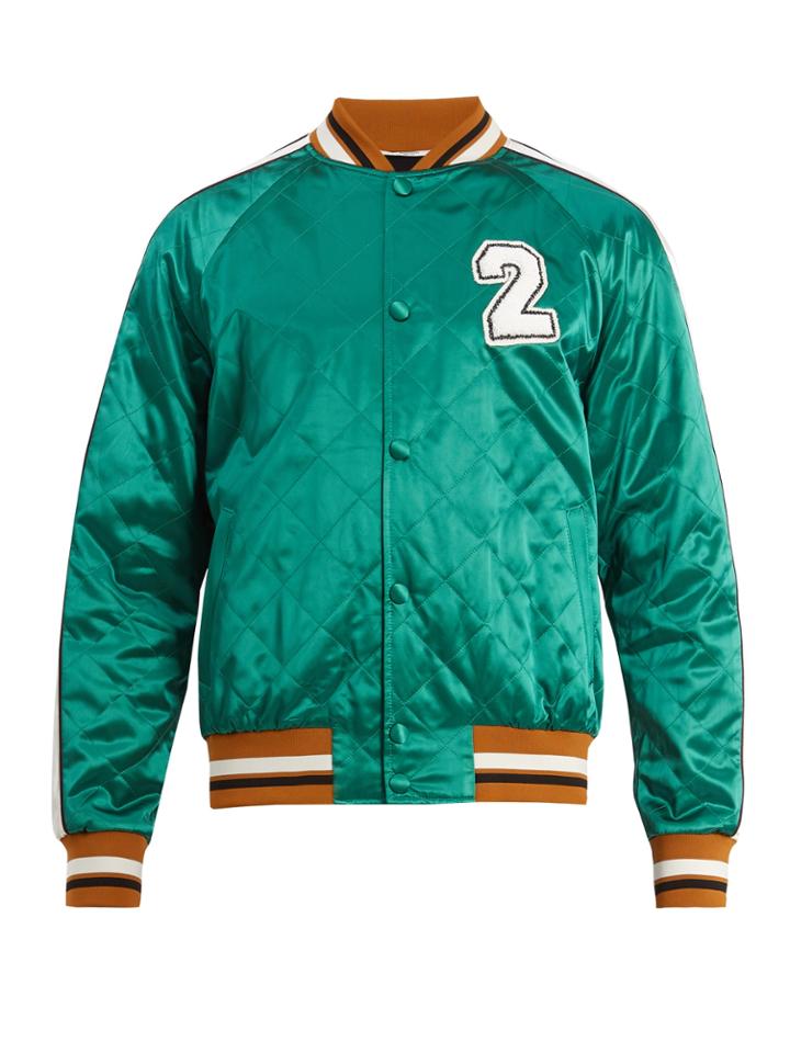 Valentino Logo-appliqu Quilted Satin Bomber Jacket