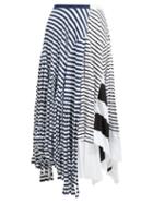 Matchesfashion.com Loewe - Contrasting Stripe Print Cotton Blend Skirt - Womens - Navy White