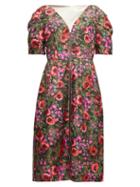 Matchesfashion.com Marni - Zip-through Floral-print Cotton-blend Midi Dress - Womens - Pink Multi