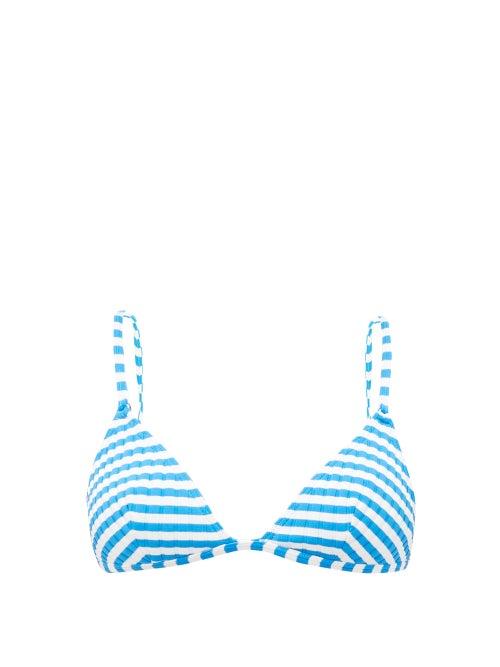 Matchesfashion.com Solid & Striped - The Lulu Striped Triangular Bikini Top - Womens - Blue White