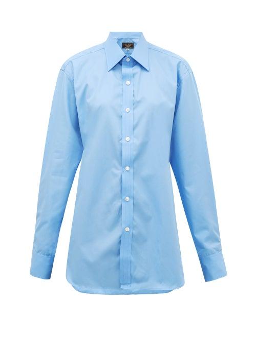 Matchesfashion.com Emma Willis - Riviera Cotton-poplin Shirt - Womens - Light Blue