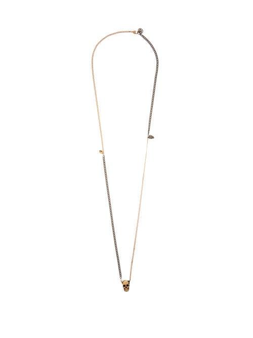 Matchesfashion.com Alexander Mcqueen - Skull Charm Two-tone Necklace - Mens - Silver Gold
