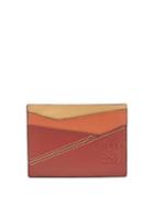 Loewe - Puzzle Leather Cardholder - Womens - Burgundy Multi