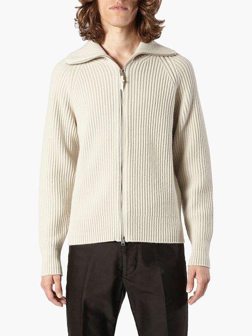 Tom Ford - Ribbed Wool-blend Cardigan - Mens - Cream