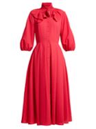 Emilia Wickstead Hilary Shirred-neck Balloon-sleeved Dress