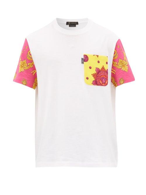 Matchesfashion.com Versace - Baroque-print Cotton T-shirt - Mens - White Multi