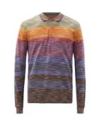 Matchesfashion.com Missoni - Striped Cotton-jersey Long-sleeved Polo Shirt - Mens - Multi