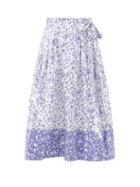 Matchesfashion.com Thierry Colson - Java Abstract-print Cotton Wrap Skirt - Womens - Blue