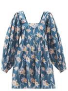 Matchesfashion.com Loveshackfancy - Eaton Floral-print Cotton-poplin Mini Dress - Womens - Blue Print