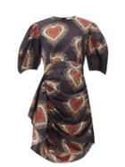 Matchesfashion.com Rhode - Pia Ruched-waist Heart-print Cotton Dress - Womens - Black Print