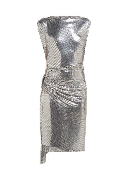 Matchesfashion.com Paco Rabanne - Gathered Chainmail Dress - Womens - Silver