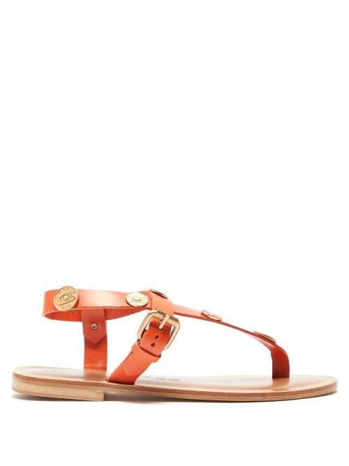 Matchesfashion.com Lvaro - Andreina Coin Charm Leather Sandals - Womens - Orange