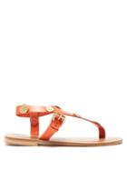 Matchesfashion.com Lvaro - Andreina Coin Charm Leather Sandals - Womens - Orange