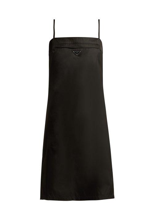 Matchesfashion.com Prada - Logo Plaque Gabardine Dress - Womens - Black