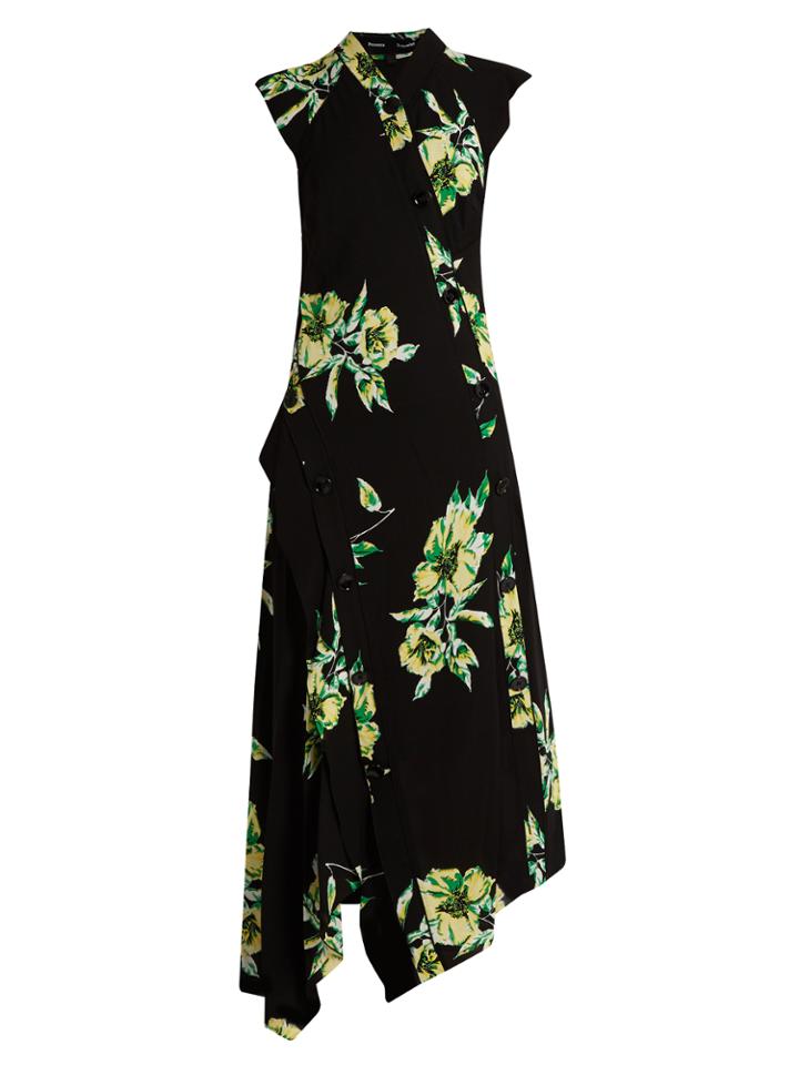 Proenza Schouler Lily-print Asymmetric Silk-crepe Dress