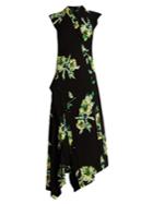 Proenza Schouler Lily-print Asymmetric Silk-crepe Dress