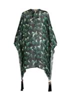 Adriana Degreas Ginkgo-print V-neck Silk Kaftan