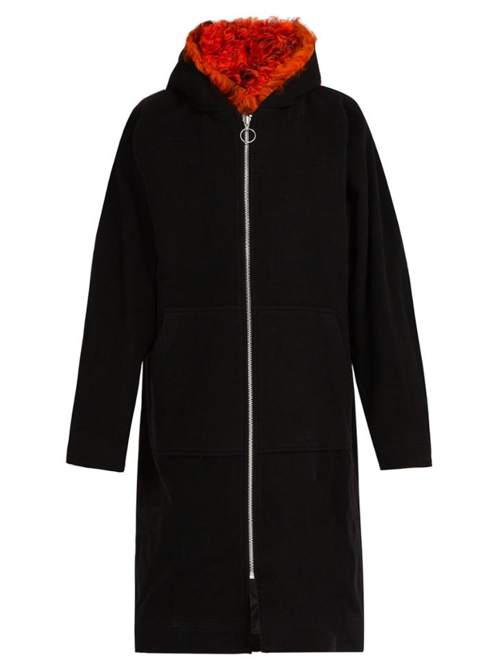 Marques'almeida Shearling-trim Hooded Wool-blend Coat
