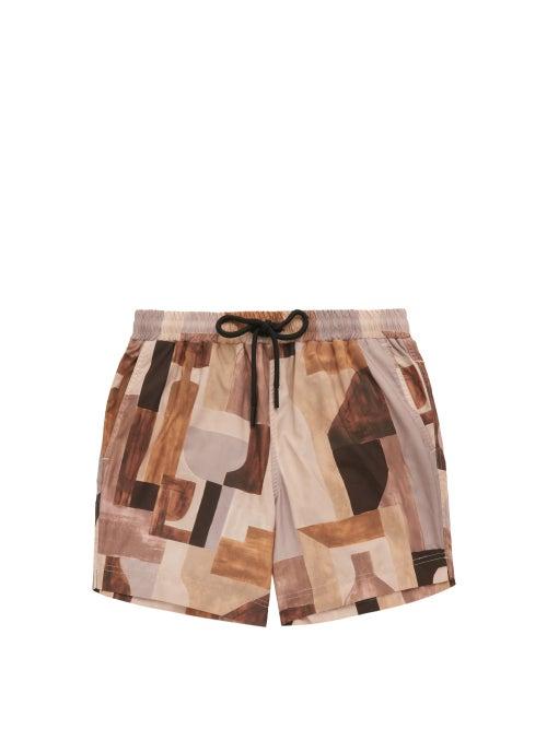 Matchesfashion.com Commas - Art-print Technical Swim Shorts - Mens - Yellow Multi
