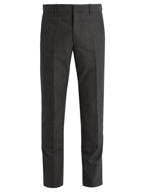 Matchesfashion.com Balenciaga - Checked Tailored Wool Blend Trousers - Mens - Grey