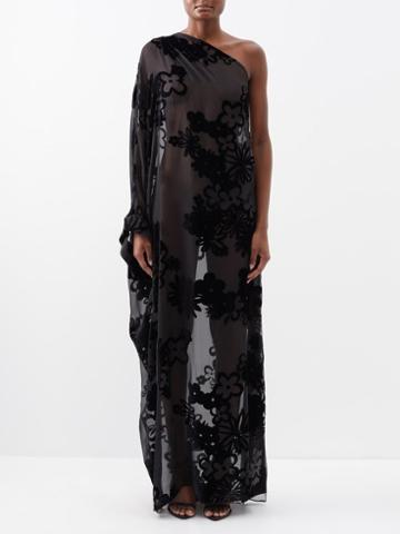 Tom Ford - Primrose Floral-velvet Devor Dress - Womens - Black