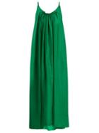 Matchesfashion.com Loup Charmant - Gather Scoop Back Silk Georgette Dress - Womens - Green