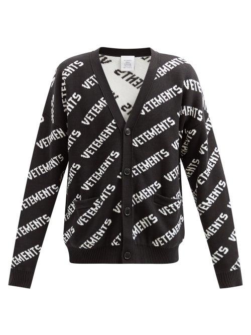 Matchesfashion.com Vetements - Logo-jacquard Cotton-blend Cardigan - Mens - Black