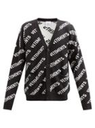 Matchesfashion.com Vetements - Logo-jacquard Cotton-blend Cardigan - Mens - Black
