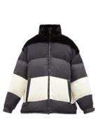 Matchesfashion.com Valentino Garavani - Faux Shearling-trim Quilted Down Jacket - Mens - Blue Multi