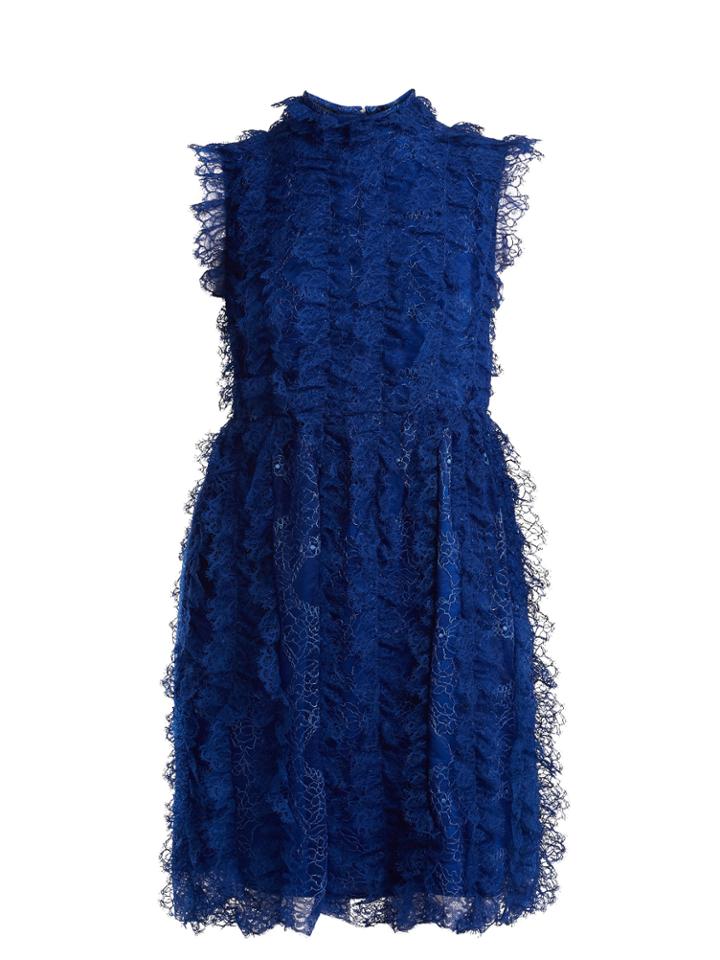 Givenchy Ruched-lace High-neck Dress