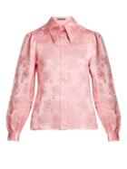 Matchesfashion.com Alexachung - Point Collar Floral Jacquard Shirt - Womens - Pink