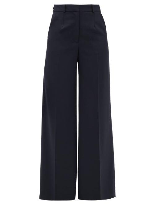 Matchesfashion.com Cefinn - High-rise Twill Wide-leg Trousers - Womens - Navy