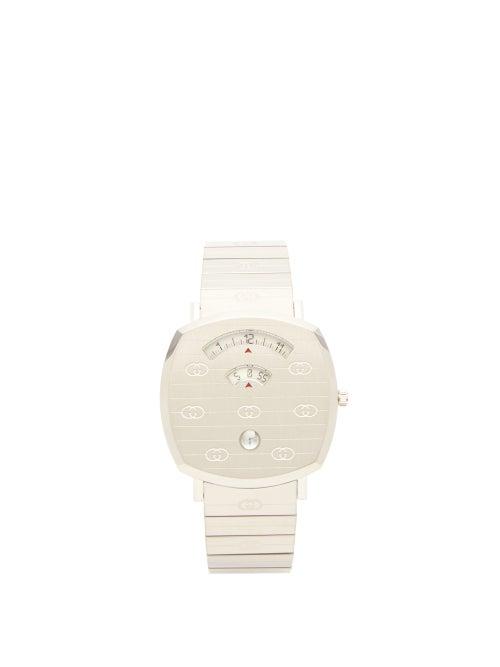 Matchesfashion.com Gucci - Grip Logo Engraved Stainless Steel Watch - Mens - Silver