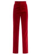 Gucci - Flared Cotton-blend Velvet Suit Trousers - Womens - Red
