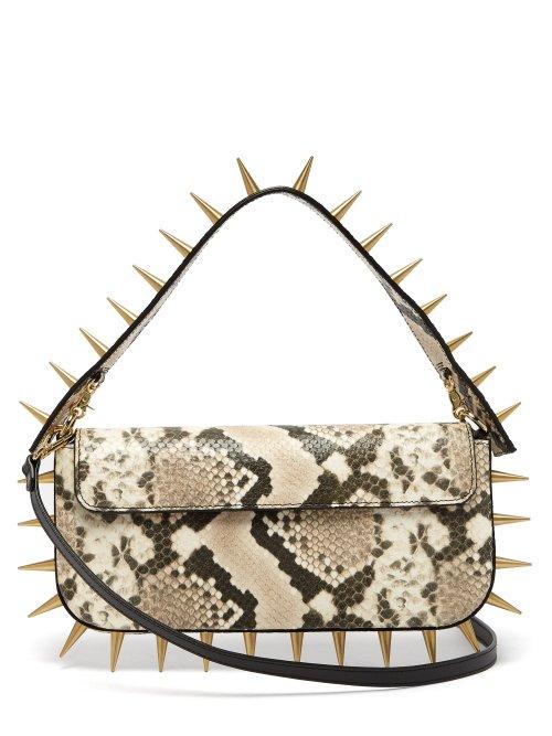 Matchesfashion.com Marques'almeida - Spiked Snakeskin Effect Leather Shoulder Bag - Womens - Multi