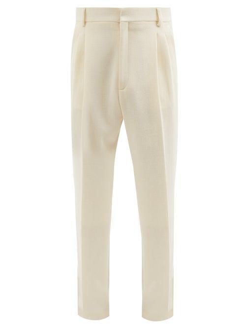 Casablanca - High-rise Pleated Wool Trousers - Mens - White