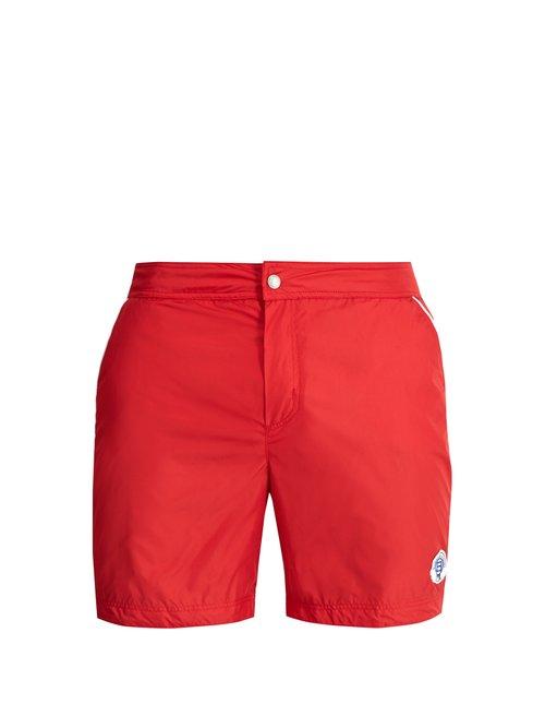 Matchesfashion.com Robinson Les Bains - Oxford Long Swim Shorts - Mens - Red