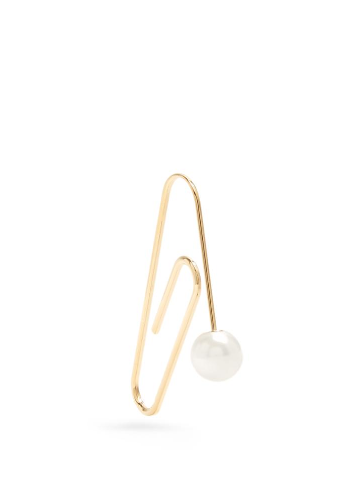 Hillier Bartley Embellished Gold-plated Paperclip Earring