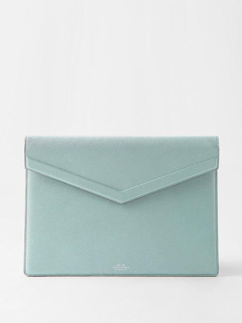 Smythson - Panama Leather Pouch - Mens - Green