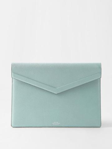 Smythson - Panama Leather Pouch - Mens - Green