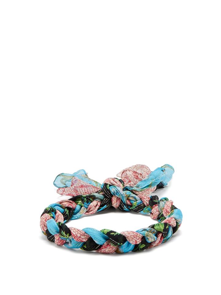 Gucci Floral-print Braided-silk Headband