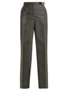 Matchesfashion.com Prada - High Waisted Damier Wool Trousers - Womens - Grey