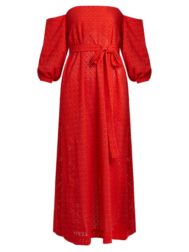 Lisa Marie Fernandez Balloon-sleeve Off-the-shoulder Cotton Dress