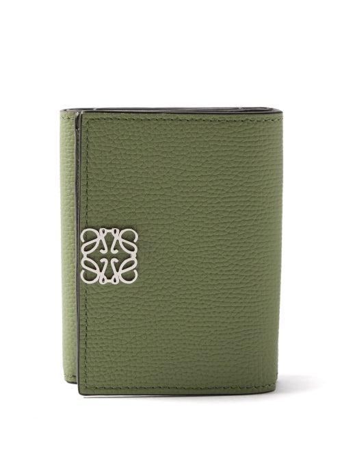 Loewe - Logo-plaque Leather Cardholder - Womens - Light Green