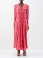 Isabel Marant - Nemalia V-neck Crepe De Chine Midi Dress - Womens - Mid Pink