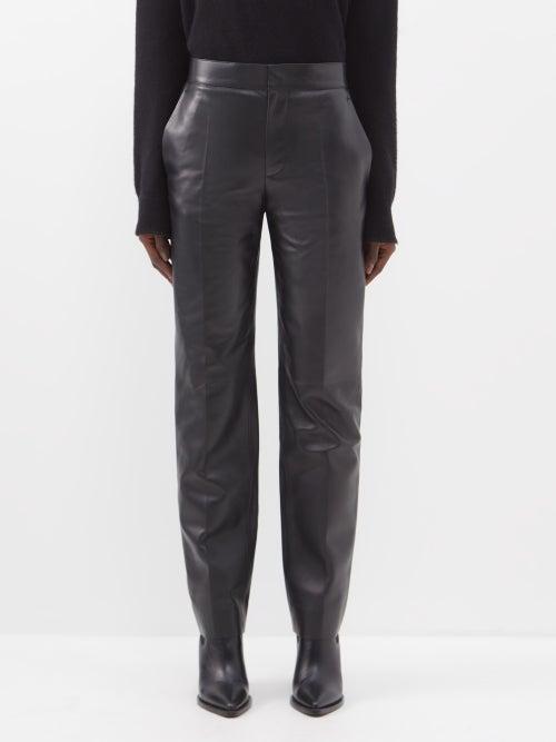 Chlo - Nappa-leather Straight-leg Trousers - Womens - Black