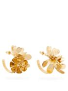 Matchesfashion.com Simone Rocha - Ornate Flower Embellished Hoop Earrings - Womens - Gold