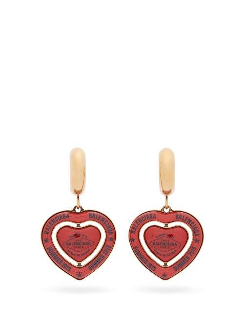 Matchesfashion.com Balenciaga - Bb Casino Chip Heart Drop Earrings - Womens - Red
