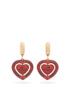 Matchesfashion.com Balenciaga - Bb Casino Chip Heart Drop Earrings - Womens - Red