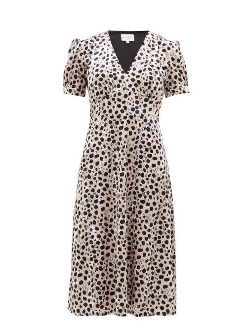 Matchesfashion.com Hvn - Paula Leopard Print Velvet Midi Dress - Womens - Leopard